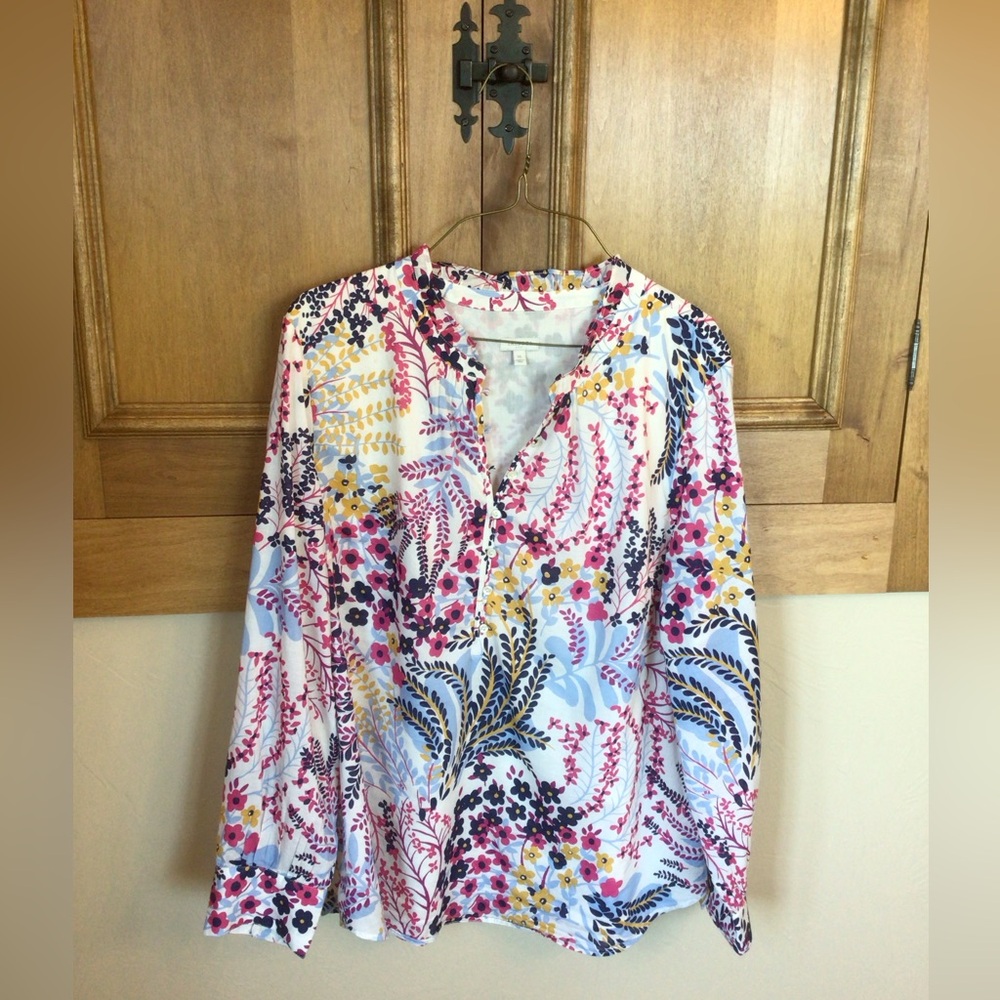 XL floral Talbots lined cotton Summer weight blouse